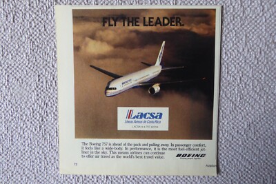 2/1983 PUB BOEING 757 AIRLINER LACSA COSTA RICA AIRLINE ORIGINAL AD