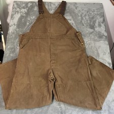 Vtg. Carhartt Double Knee Bibs Bibbed Overalls Brown Canvas - See Measurements