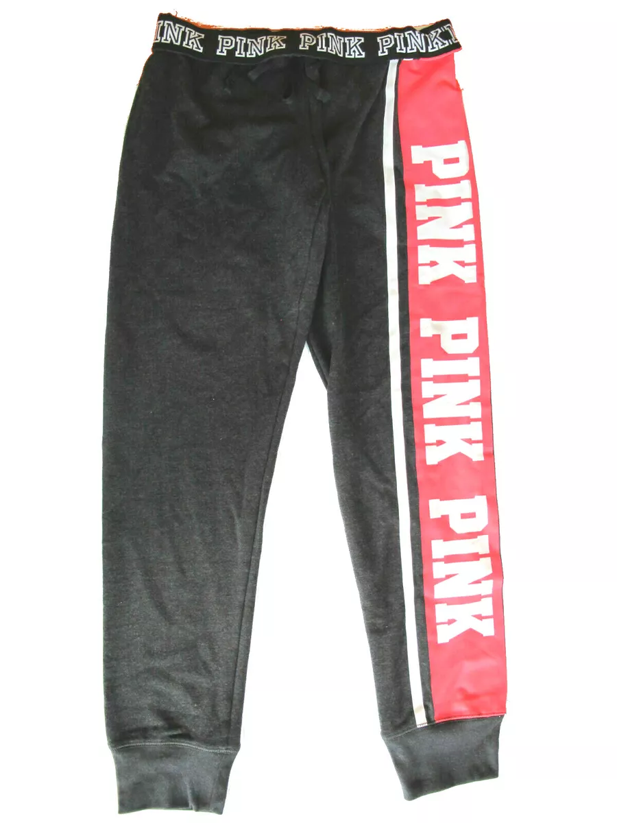 Victoria's Secret PINK Gym Pant Sweatpants Side Stripe Pink Dark Gray NWT