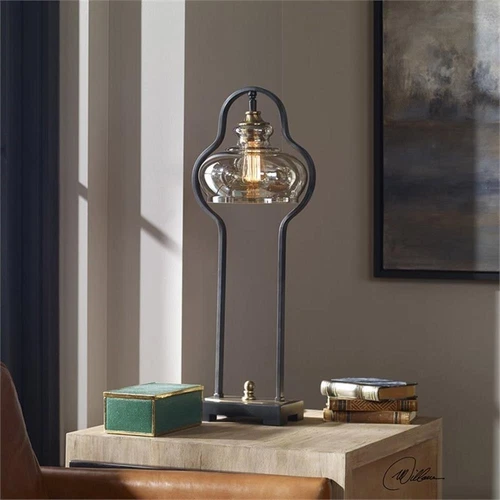 Uttermost Cotulla Metal and Resin Table Lamp in Aged Black and Antique Brass - Picture 4 of 5