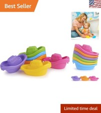 Educational Little Boat Train Bath Toy - 6 Brightly Colored Boats for Toddlers