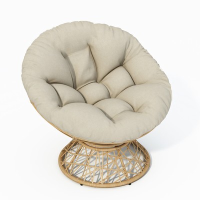 40'' Ergonomic Wicker Papasan Chair with Cloud Thick Density Fabric Cushion