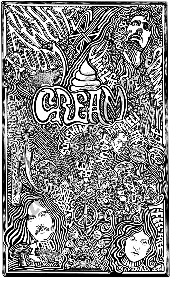 絵画 CREAM CREAM BAND Hand Signed Posterography Letterpress Graffiti Art Eric