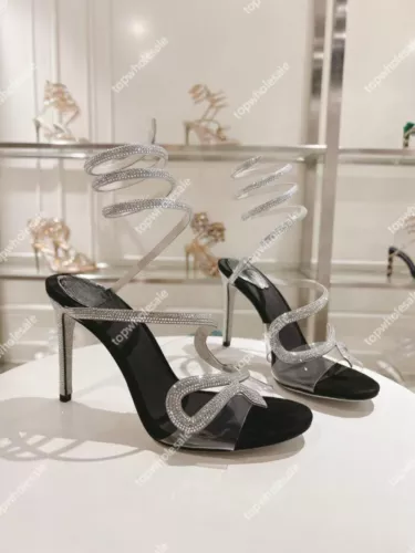 Rene Caovilla Women's Crystal Rhinestone Serpentine Ribbon Heels shoes - Picture 17 of 28