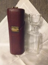 Vintage Travel Leather Case w/Glass Liquor Bottle