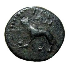 CILICIA, RHOSUS. AE 16. TIME OF TRAJAN, 98-117 AD.  WOLF REVERSE RARE CITY &TYPE