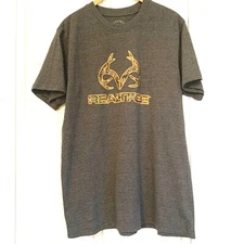 Realtree  Men’s Gray T-shirt With Antler Logo, Size Extra Large