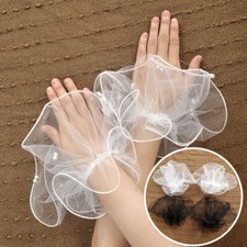 Cuff Ruffled Fake Hand Sleeves Tulle Bridal Short Gloves Photo Prop Gift New