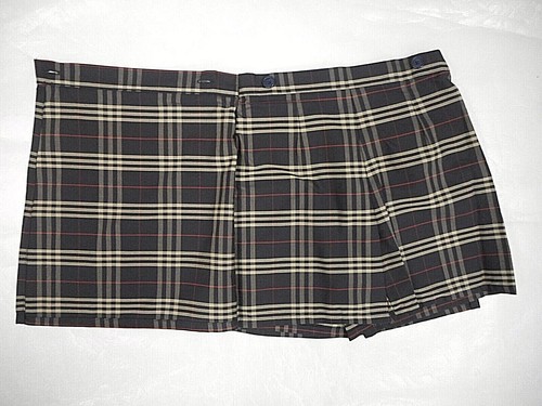Girls R/K Black/Brown Plaid Culotte Box Pleat Uniform Skort Reg&plus 3 - 20 1/2 - Picture 2 of 5