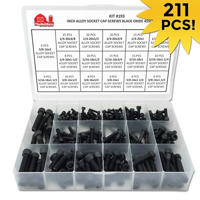 ALLOY Allen Socket Head Cap Screws Bolts Black Oxide Assortment 1/4'' 5/16'' 3/8''
