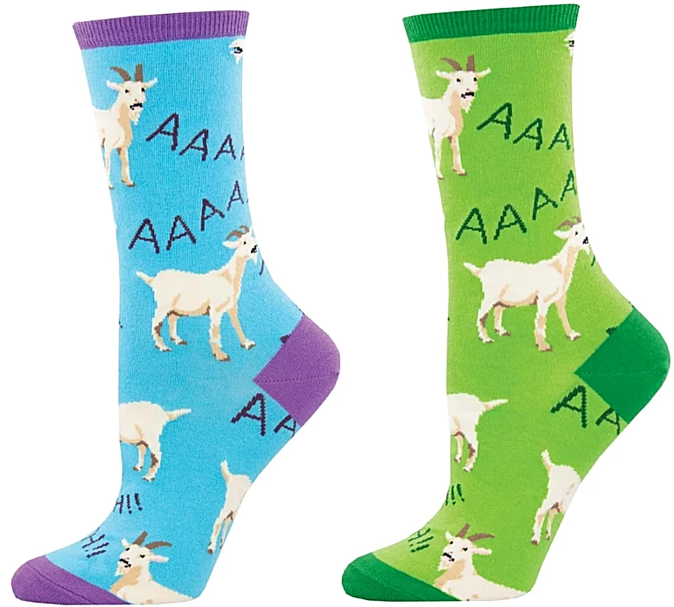 Chaussettes Femme Socksmith Coton Mélangé Mi-Cuisse Animaux Ferme Chèvre 1 Paire - Photo 1/3