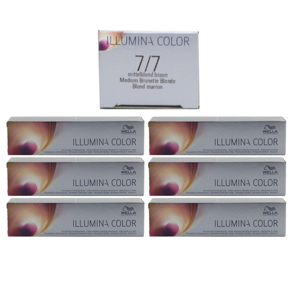 Wella Illumina 6 x 60 ml 7/7 mittelblond braun Set