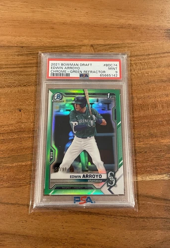 Edwin Arroyo 2021 1st Bowman Draft Chrome Green Refractor /99 PSA 9 Mint Rookie