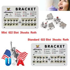 Dental Orthodontic Brackets Braces Metal Mini/Standard Roth. 022Slot Hooks 3 MD