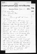 Cowlitz County Bank Kalama, WA 1894 ALS Letterhead "..No Money for Investment.."