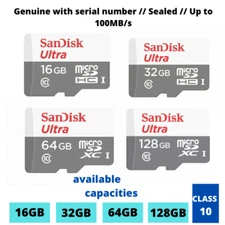 SanDisk Micro SD Card 16GB 32GB 64GB 128GB Class 10 TF for Smartphones & Tablets