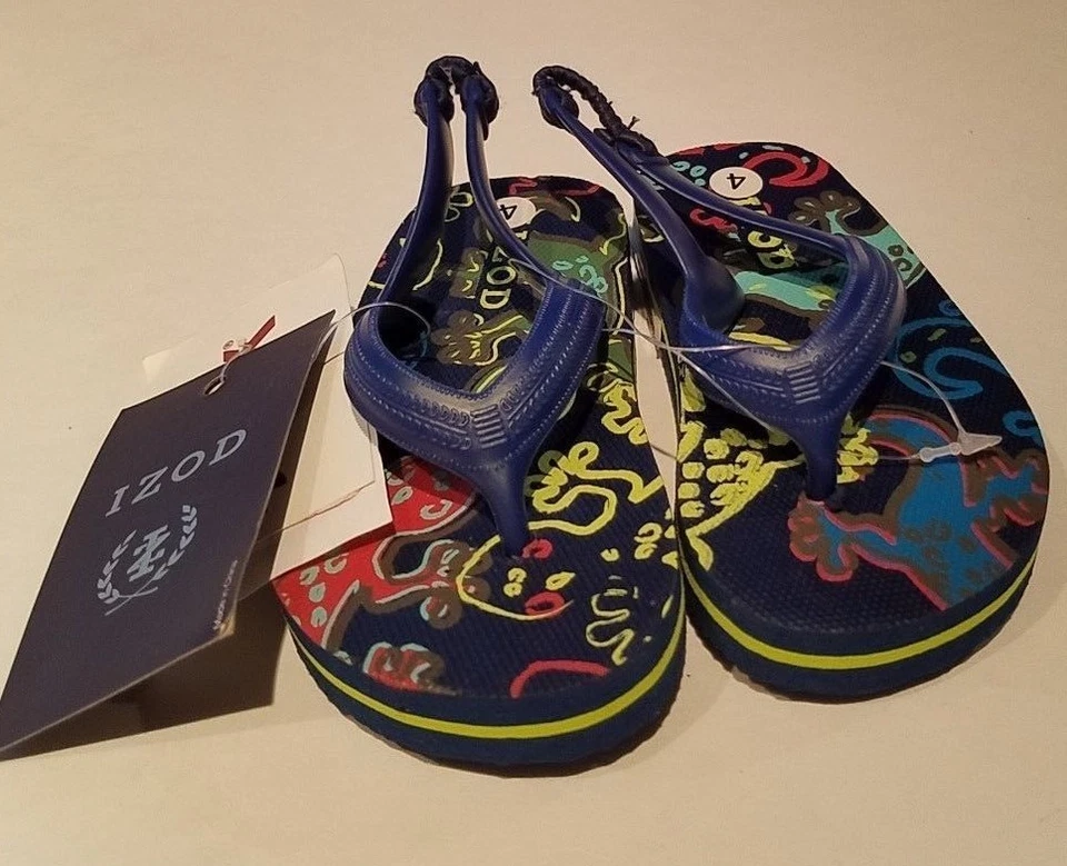 Chanclas marca Izod para bebés niños correas de goma azules o marrones talla 1 4 Foto 2 de 4