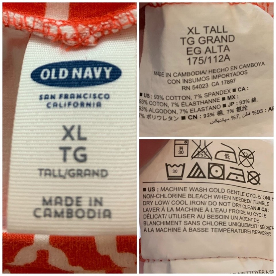 Old Navy Women's Tee Dress Orange White iKat Print Tshirt Size XL eBay
