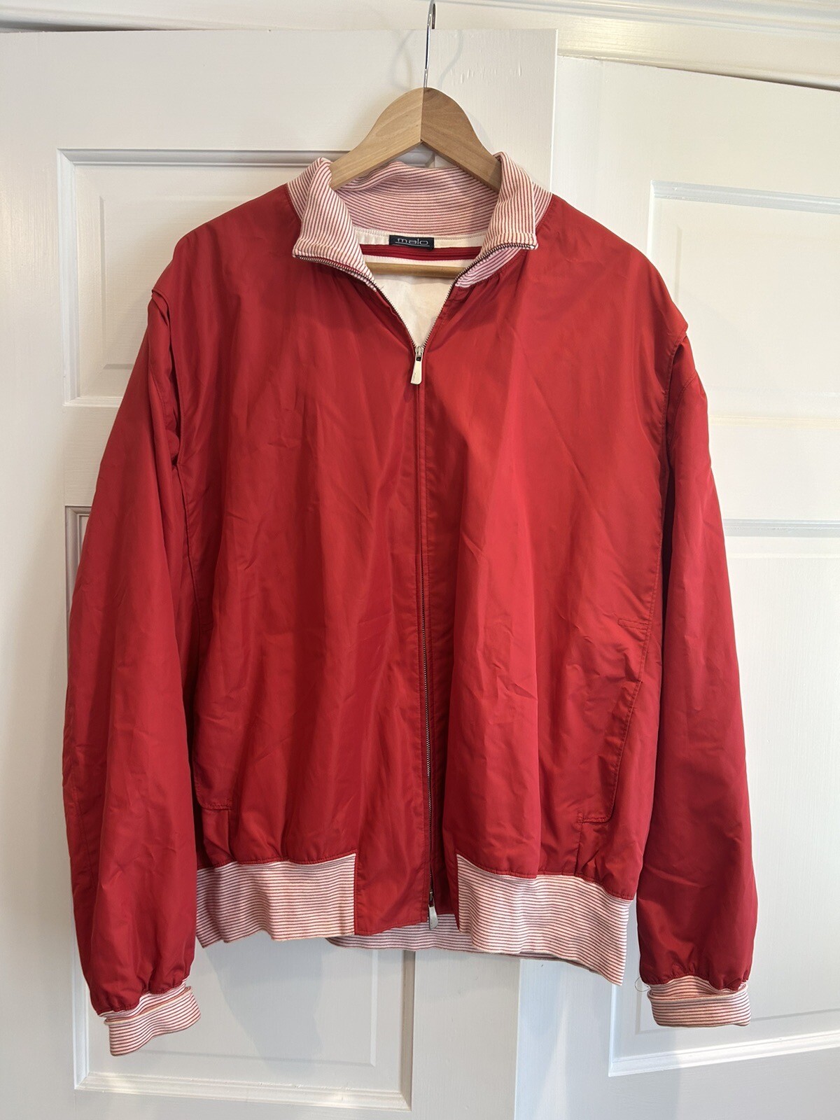Malo, Giacca a vento vintage uomo Malo rossa con cappuccio taglia 54 Made in Italy