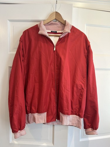 Malo, Giacca a vento vintage uomo Malo rossa con cappuccio taglia 54 Made in Italy