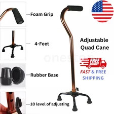 Walking Quad Canes –Adjustable Height & 4 Slip-Resistant Feet for Support