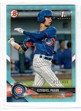 EZEQUIEL PAGAN 2018 Bowman Draft Paper #/499 SKY BLUE PARALLEL BD-106 CUBS