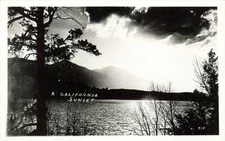 RPPC A California Sunset Lake Mountain View Real Photo P28