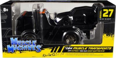JDM Flatbed Truck Matt Black and 1986 Audi Sport Quattro S1 E2 Matt Black Muscle