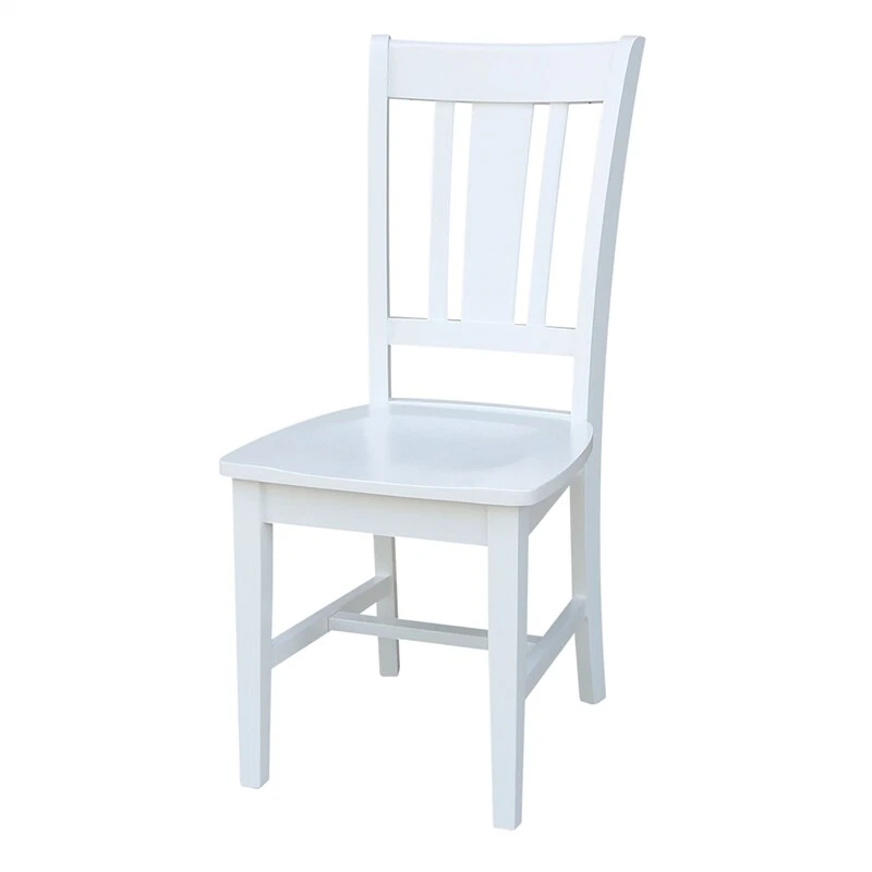 Set of Two San Remo Solid Wood Splatback Chairs in White - Image 3 of 4