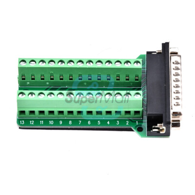 DB25 2 Row 5mm Pitch Adapter Male Terminals Board Nut Type D-Sub Connector