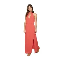 The Jetset Diaries Golden Island Halter Maxi Dress Apricot Size S 6309