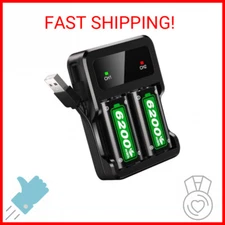 Ukor Fast Charging 2x6200mWh Rechargeable Battery Packs with Charger for Xbox On