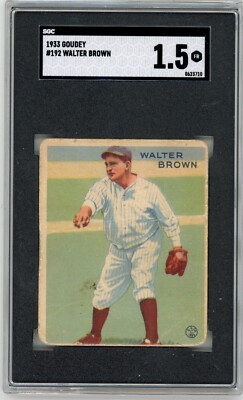 1933 Goudey #192 Walter Brown New York Yankees SGC 1.5
