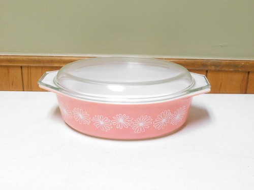 Vintage Pink Pyrex White Flower 2 1/2 QT Baking Bowl 045 - Picture 2 of 7
