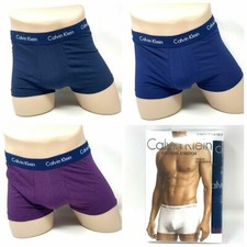 Calvin Klein 3 Pack Cotton Stretch Low Rise Trunk Navy Dark Blue Men's, XL