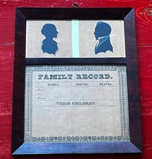 1830 Family Record Antique Silhouette Very RARE
