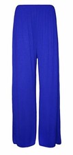 Ladies Plain Palazzo Trouser Lounge Flared Wide Leg Pants UK 8-26