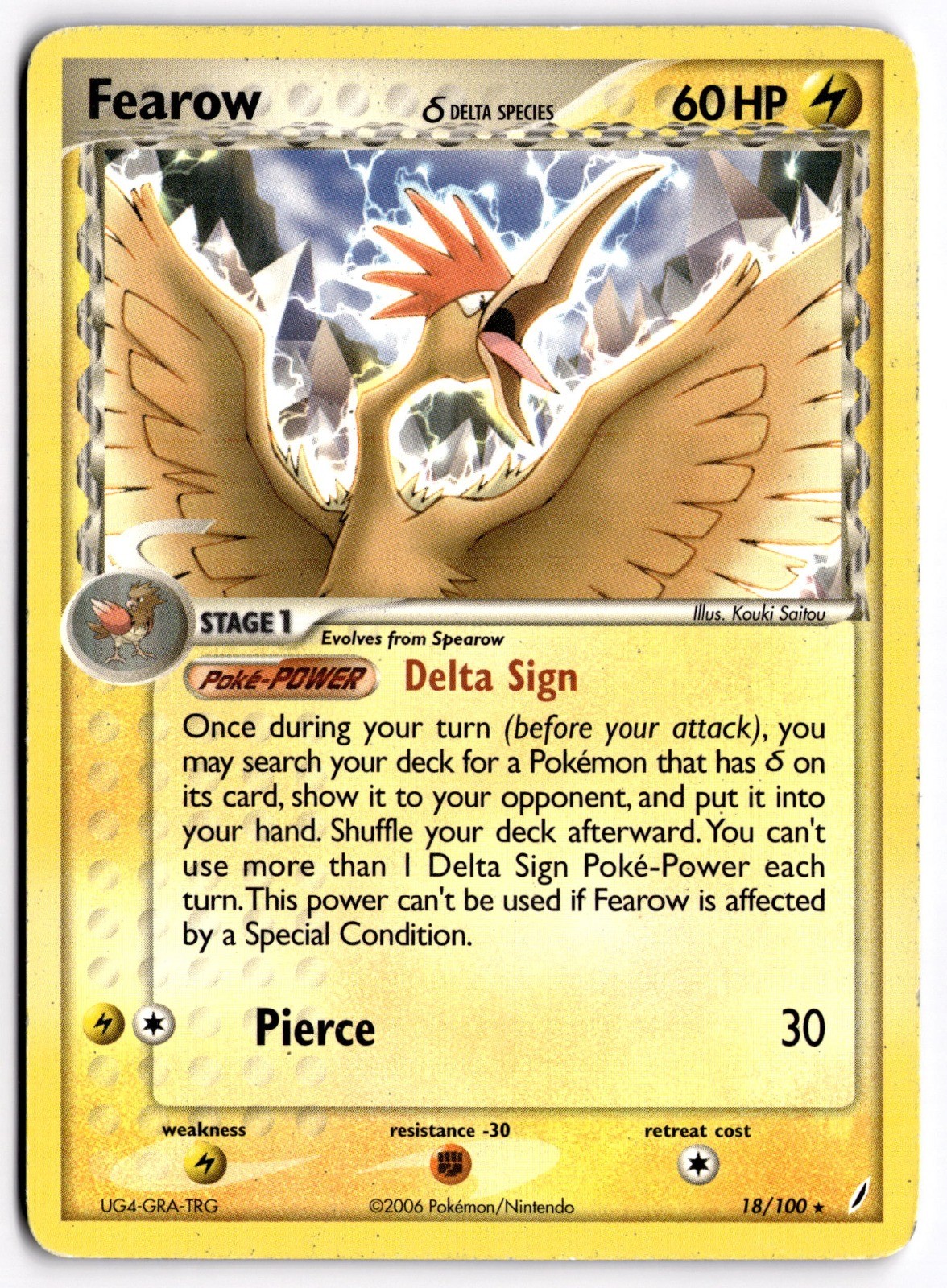 Pokemon TCG Fearow (Delta Species) 18/100 Crystal Guardians Rare MP