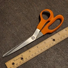 Vintage Fiskars F 77 Normark Finland Shears Scissors Orange Straight Blade Dress