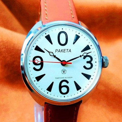 Vintage Watch Raketa Big Zero Soviet Mechanical Men's Wrist Watch Made in USSR