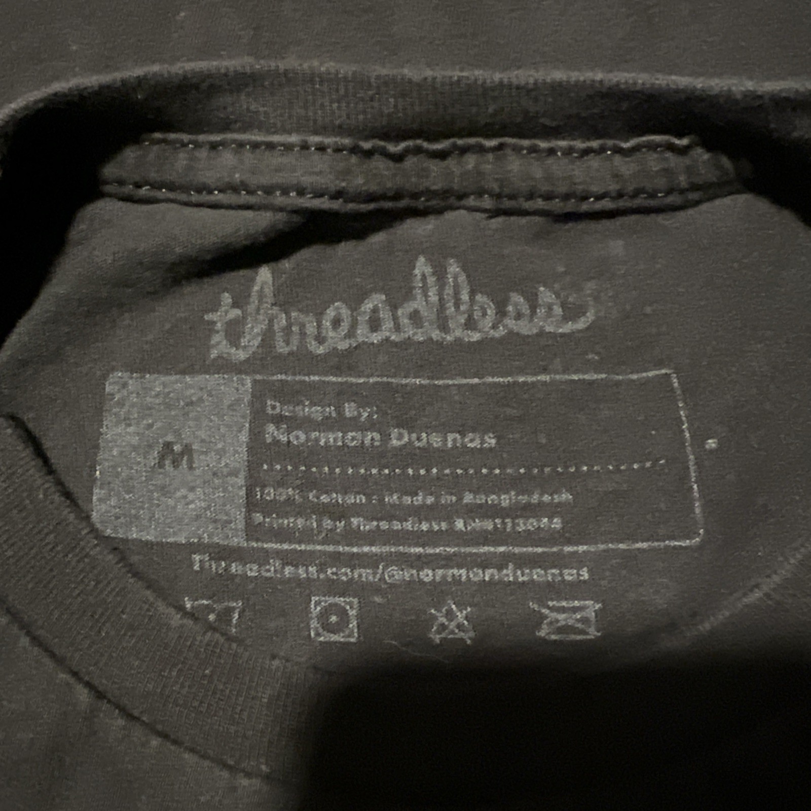 Threadless Shirt Medium Black Skeleton Floral Sho… - image 3