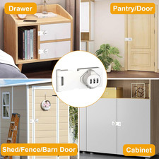 Bifold Door Lock White 3-Digit Password Keyless Cabinet Door Locks with Combi...