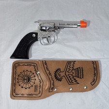 Vintage Metal TootsieToy Cap Gun Pistol Western Cowboy  Genuine Leather Holster
