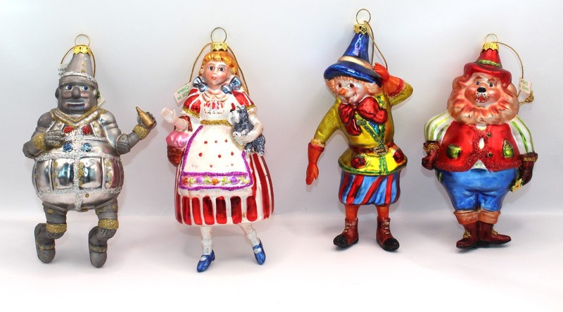 RARE Set Of 4 Robert Stanley Collection ~ Wizard of Oz ~ Glass Ornaments 6" T 