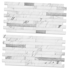 Sheets Faux Stone Peel and Stick Backsplash, 20 Marble White Metal Silver