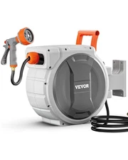 VEVOR Retractable Garden Hose Reel, 1/2 Inch x 84 ft Wall Mounted Hose Reel, Hea