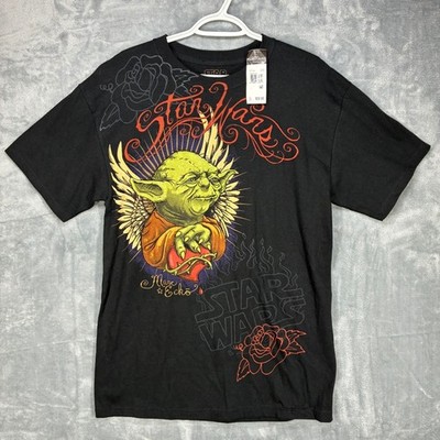 Marc Ecko Star Wars Master Yoda T Shirt Mens Medium Black Graphic Tee NWT