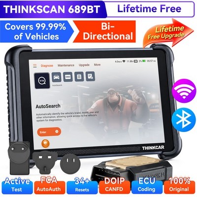 ThinkScan 689BT OBD2 Scanner CAN FD, DO IP, Bidirectional, TPMS, ABS, IMMO, Free