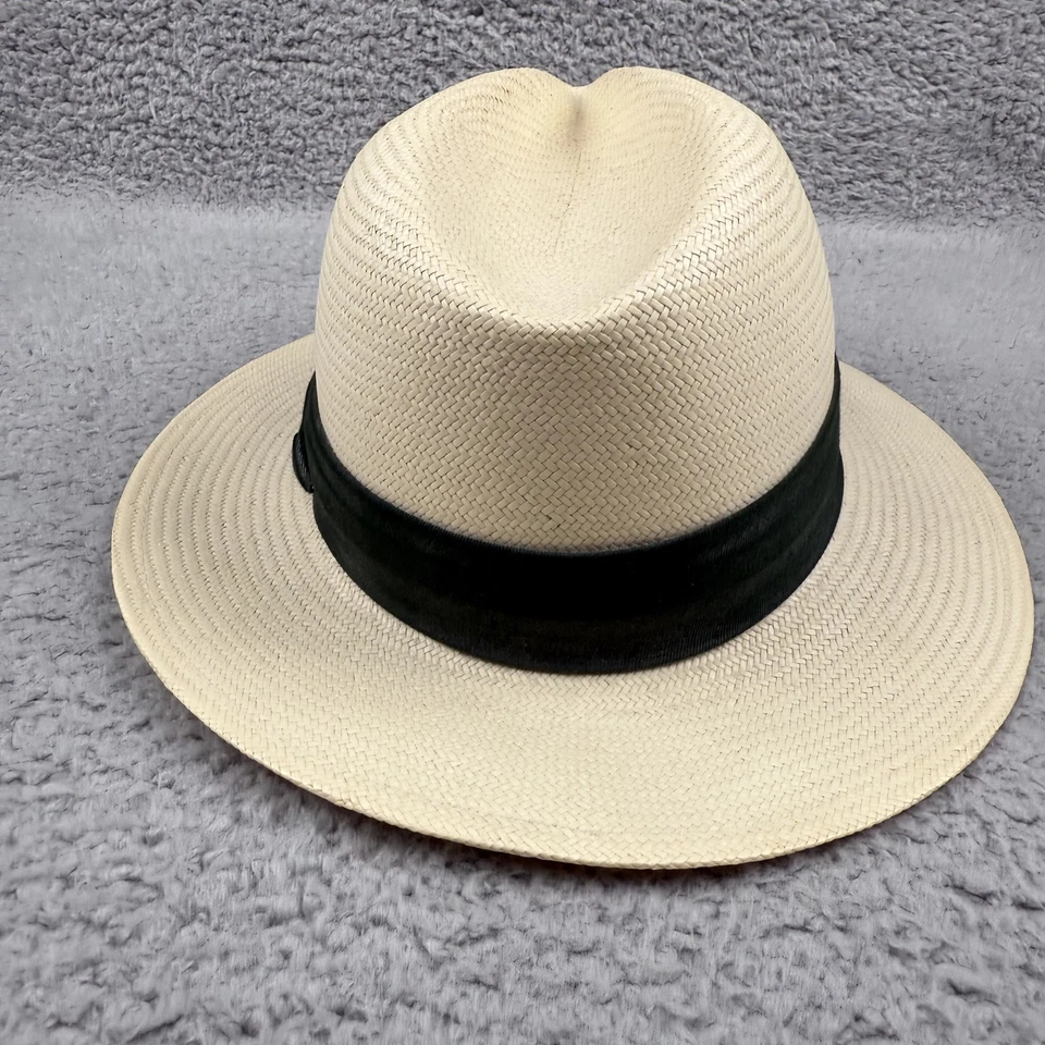 Sombrero Scala Classica Fedora Para Hombre Mediano Hecho a Mano Fibra Natural Banda Negra Foto 3 de 4