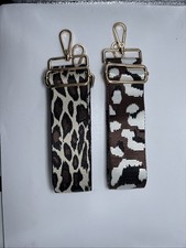 Brown/White Pair Adjustable Replacement Purse Crossbody Strap w/Gold Hardware